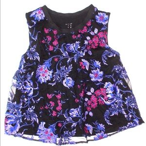 Black Lace Floral Embroidered Crop Flowy Tank XXL